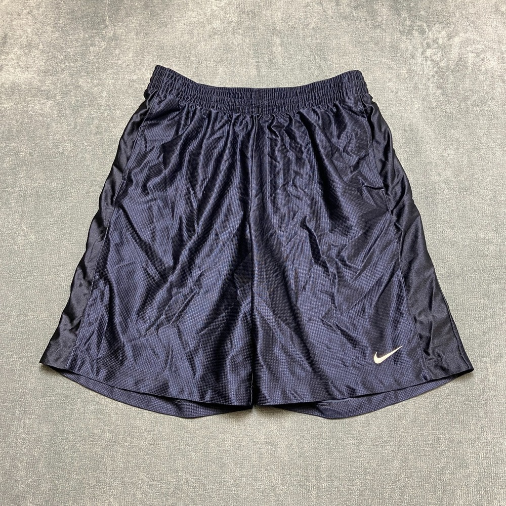 Vintage Nike Basketball Shorts Mens XL Navy Blue Swoosh Logo Athletic Sportswear